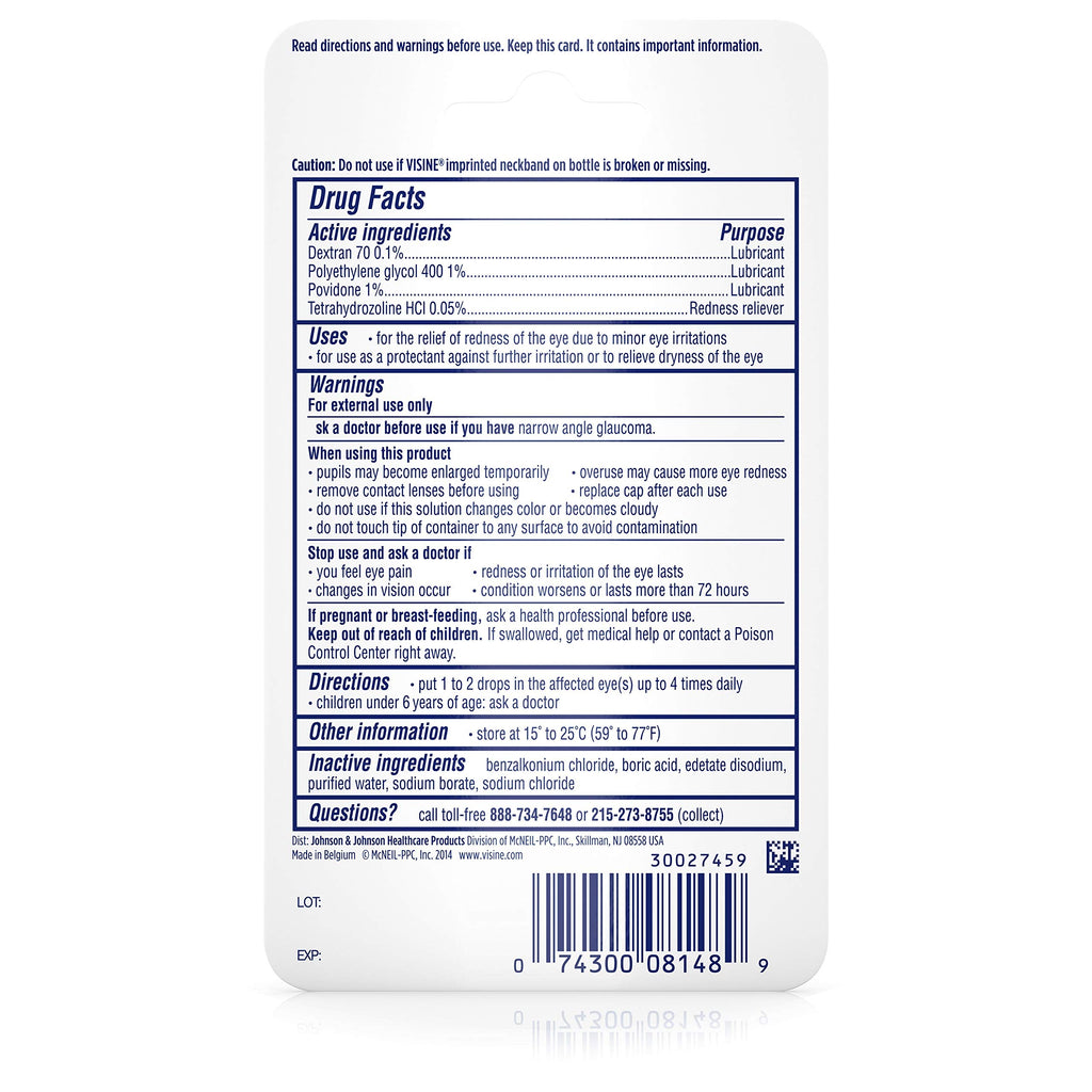 Visine Advanced Redness + Irritation Relief Eye Drops to Cool & Moisturize Dry, Irritated & Red Eyes, 0.28 fl. oz