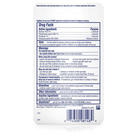 Visine Advanced Redness + Irritation Relief Eye Drops to Cool & Moisturize Dry, Irritated & Red Eyes, 0.28 fl. oz