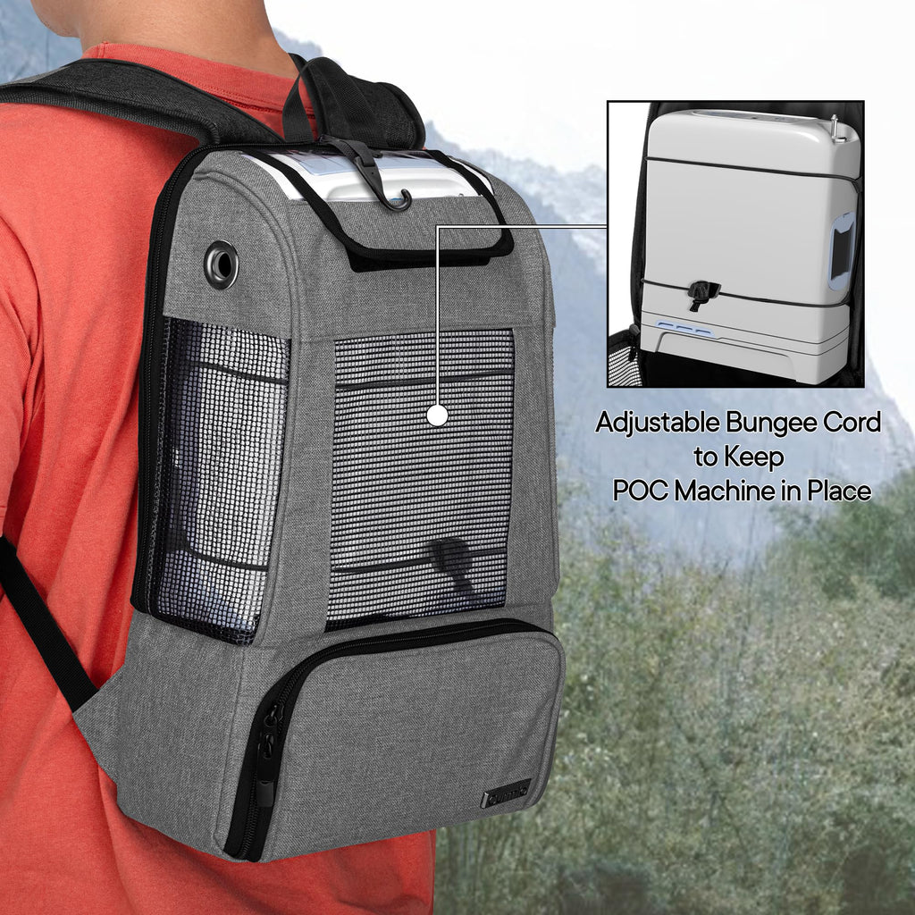 CURMIO Portable Oxygen Concentrators Backpack, Universal POC Travel Carrying Bag with Mesh Panels for Breathability, Compatible