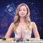 DANCING BEAR Taurus Zodiac Healing Crystals Gift Set (14 Pc): 9 Stones, 18K Gold-Plated Constellation Necklace, Meteorite, Succu