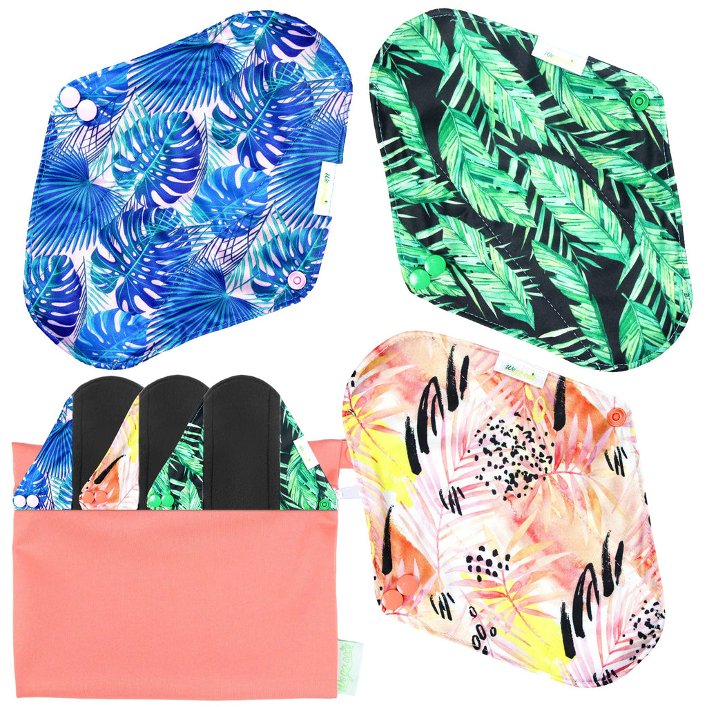 wegreeco Reusable Menstrual Pads - Reusable Sanitary Pads | Reusable Panty Liners | Soft Cloth Menstrual - 6 Pack with 1 Cloth M