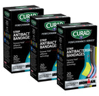 CURAD Performance Series IRONMAN Antibacterial Bandages, Extreme Hold Adhesive Technology, Standard Size Flexible Fabric Bandage