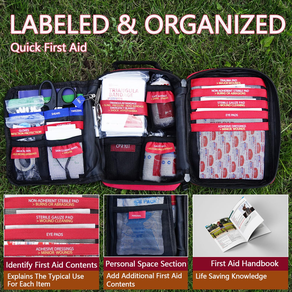 First Aid Kit, Upgrade Trauma First Aid Kit with Labelled Compartments -Emergency Medical Kits with Molle System First Aid Kits