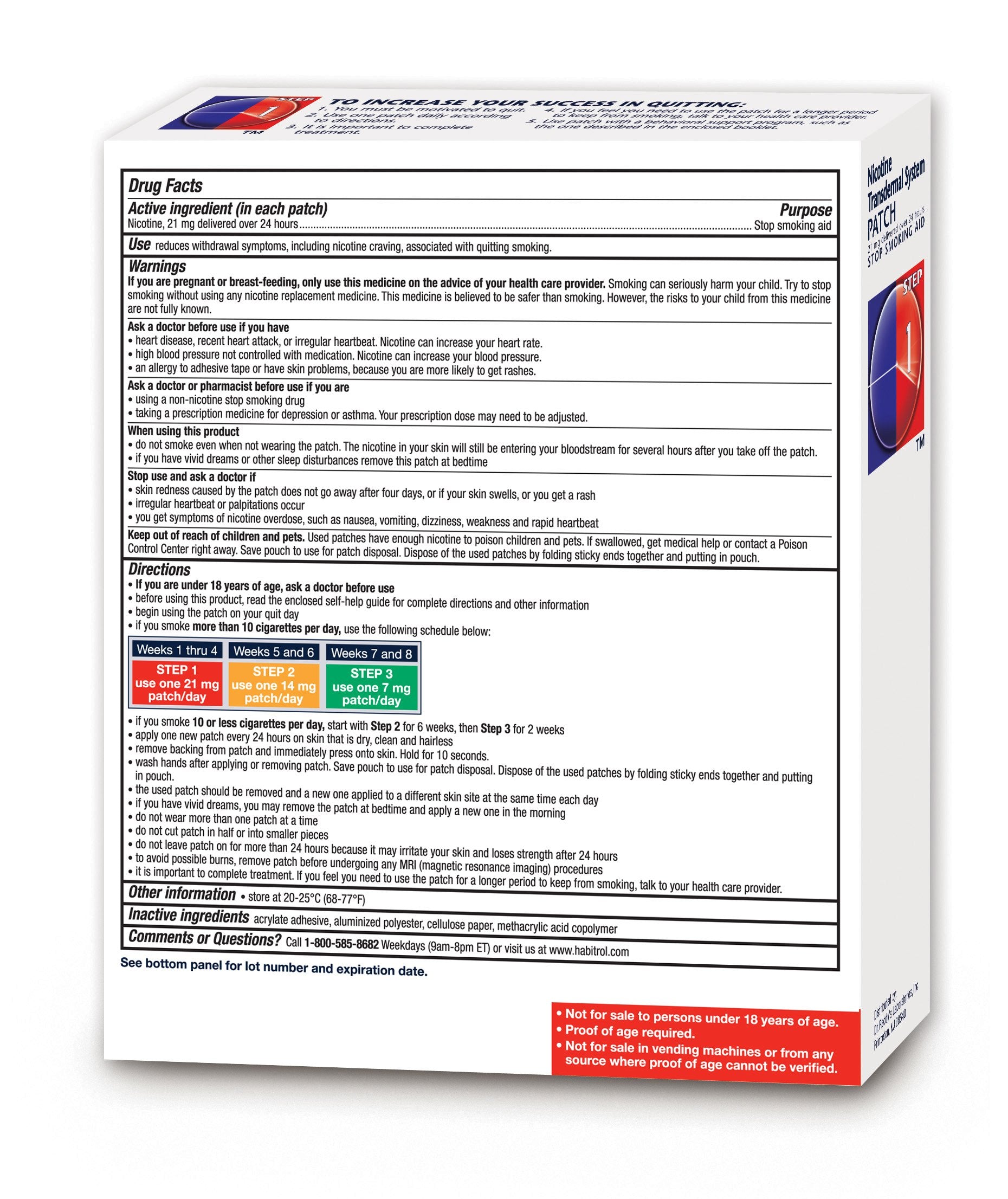 Habitrol Nicotine Transdermal System Patch | Stop Smoking Aid | Step 1 (21 mg) | 28 Patches (4 Week Kit)