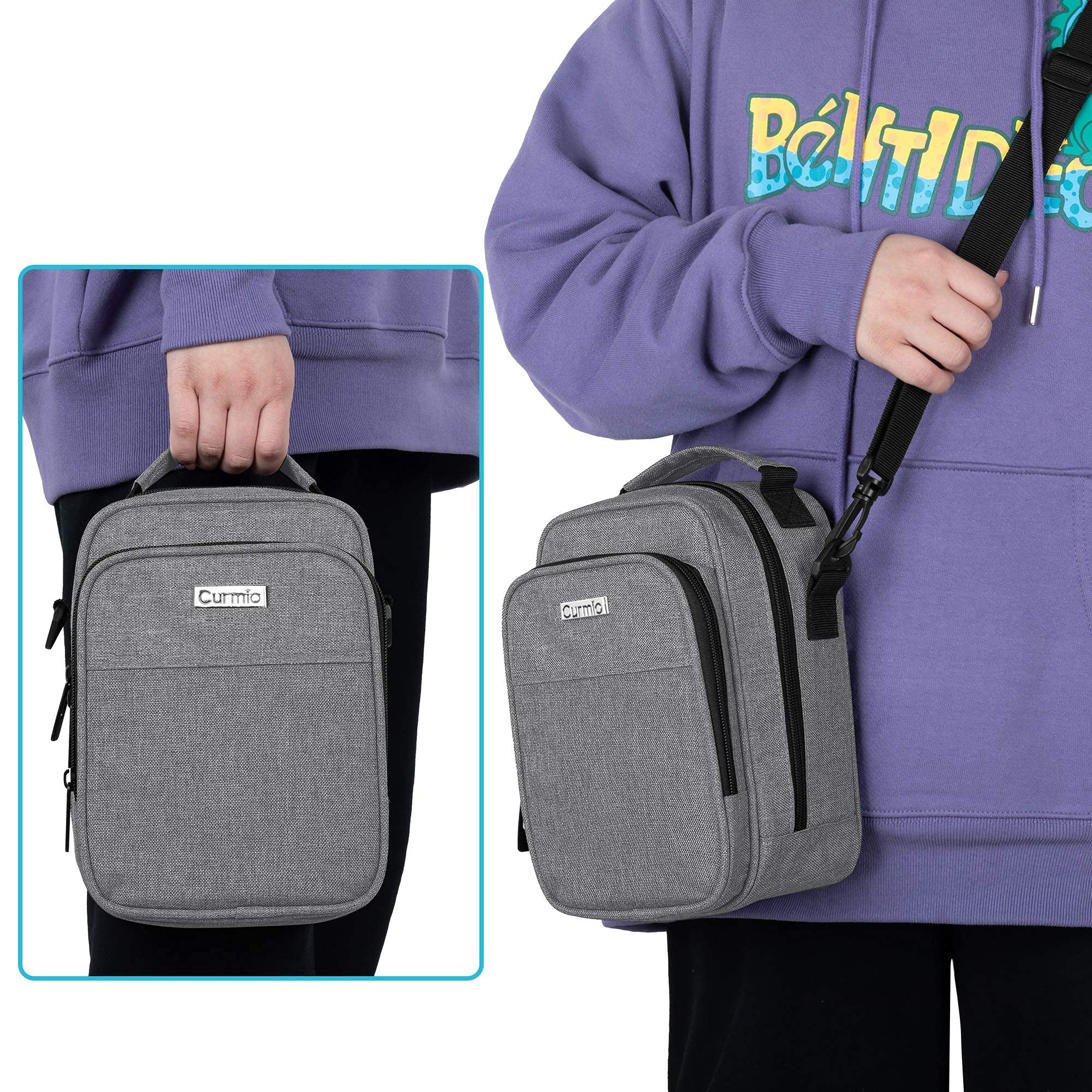 CURMIO Insulin Cooler Travel Case, Diabetic Medication Organizer Bag with Shoulder Strap for Diabetic Supplies, Gray (Patented D