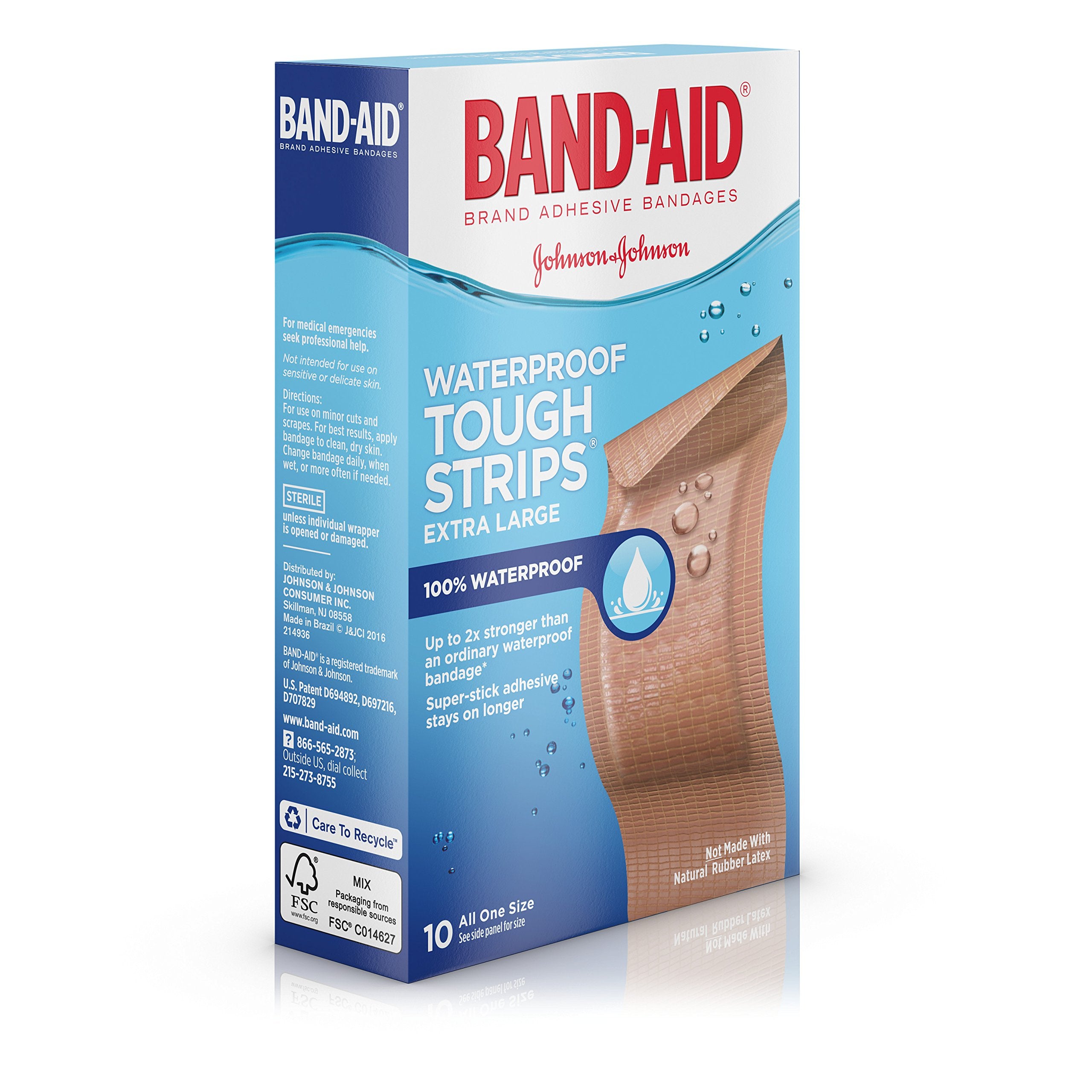 BAND-AID Tough-Strips Adhesive Bandages Extra Large 10 Each (Pack of 4)