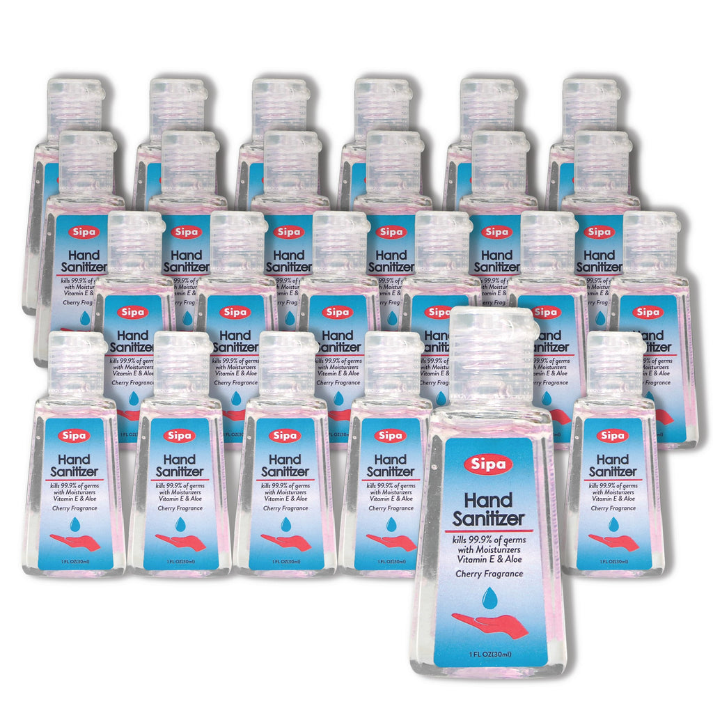 SIPA Bulk Cherry Scent Hand Sanitizer Travel Size Bundle 1 oz, Cap Bottle, Protect Against Germs with Vitamin E Formula, with 2 