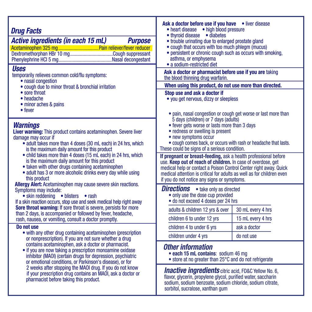 Vicks DayQuil Cold and Flu Relief Liquid Medicine, Non-Drowsy Powerful Multi-Symptom Daytime Relief for Headache, Fever, Sore Th