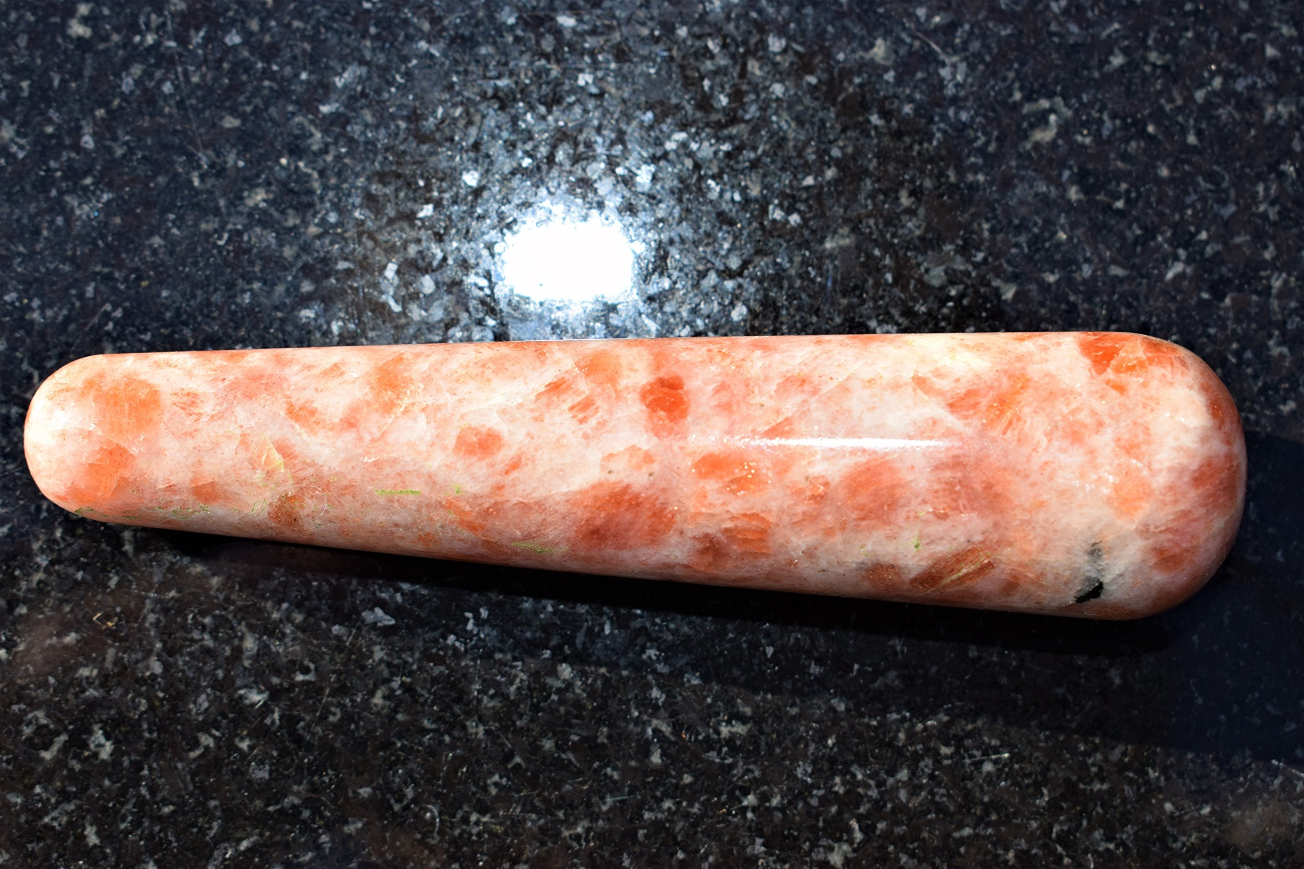 Charged 4 Sunstone Crystal Massage Wand + Selenite Charging Heart Included (Good Luck Crystal/Clears All Chakras Reiki Healing E