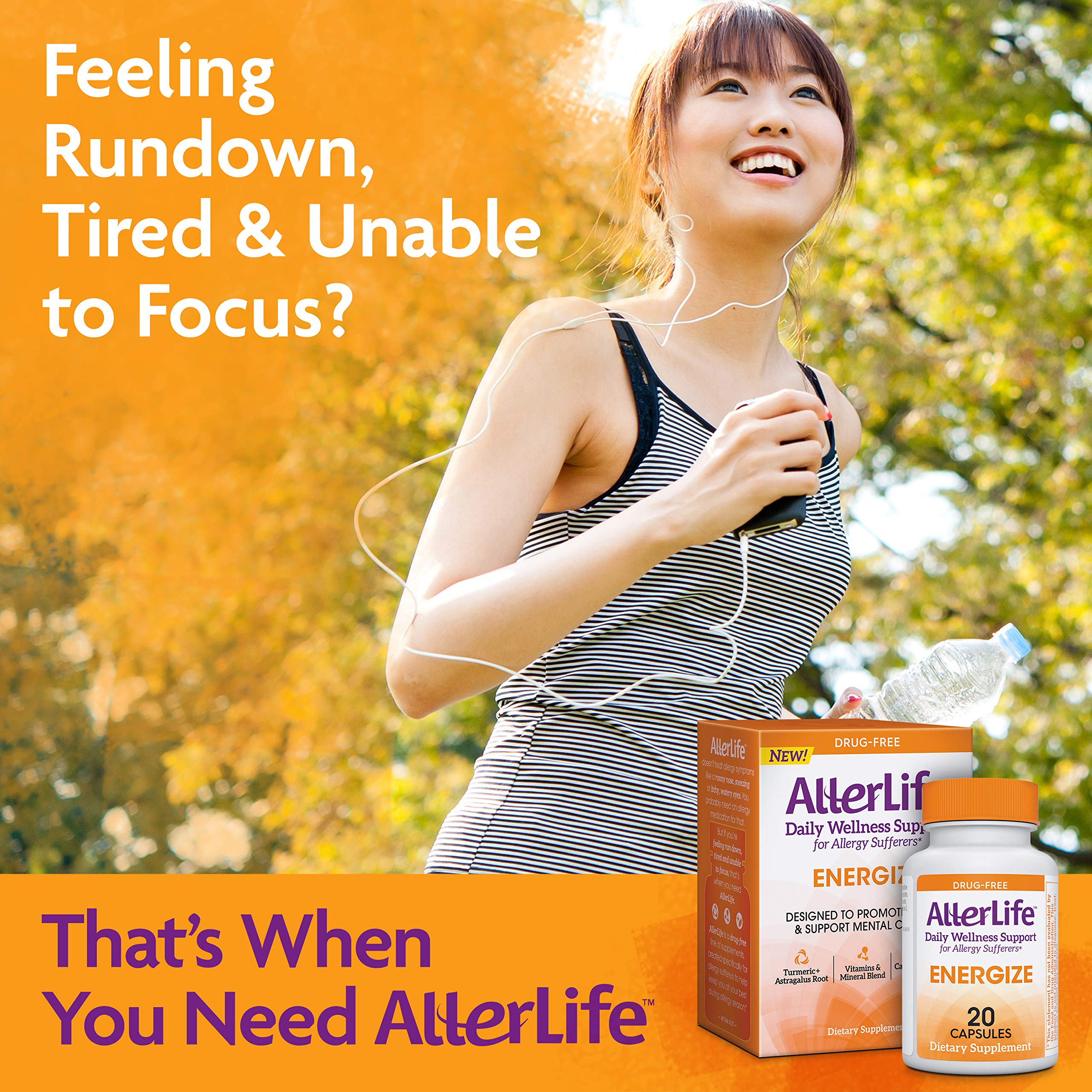 AllerLife Energize Capsules, Daily Allergy Supplements & Energy Support, 20-Count
