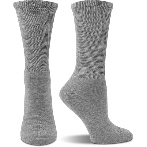 Doctor's Choice Women's Diabetic Socks, Non-Binding, Circulatory, Cushioned, Crew Socks for Swollen Feet, 4 Pack, Grey, Shoe Siz