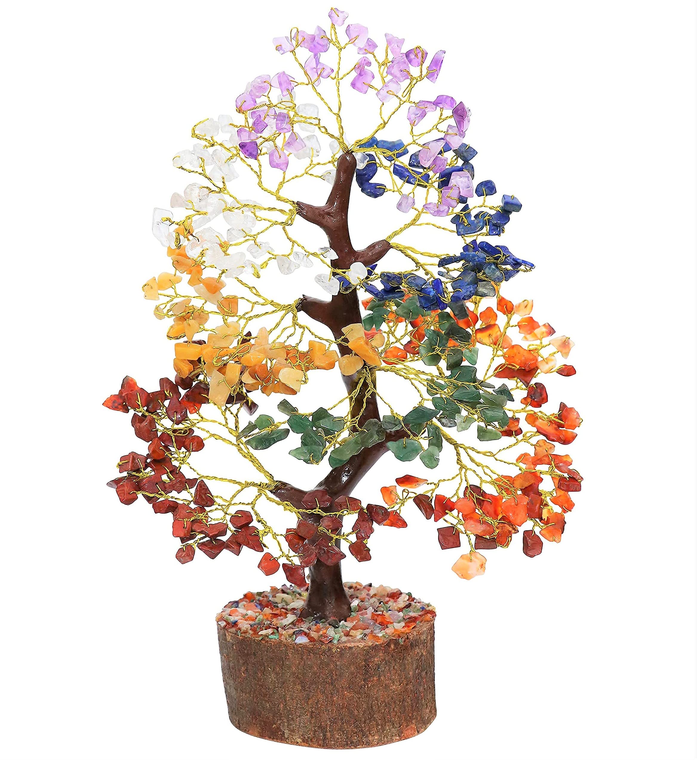 7 Chakra Crystal Tree of Life - Handmade Feng Shui Bonsai, Attract Good Luck - Gemstone Tree, Home Decoration Crystals - Seven C