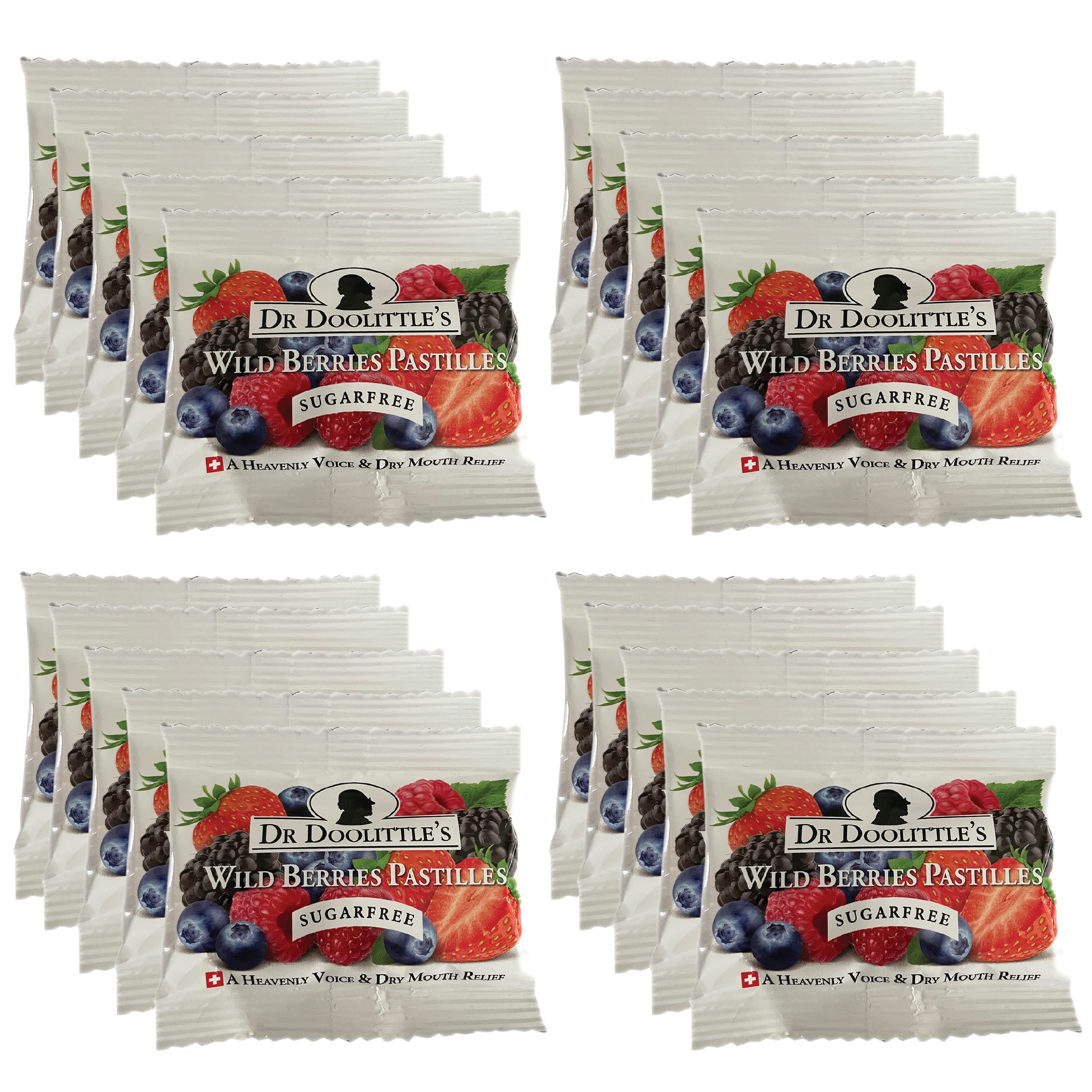 Dr. Doolittles Sugar Free Soft Fruit Pastilles for Voice and Throat, Wild Berries Flavor, Travel Size Bag,0.33 ounces approximat