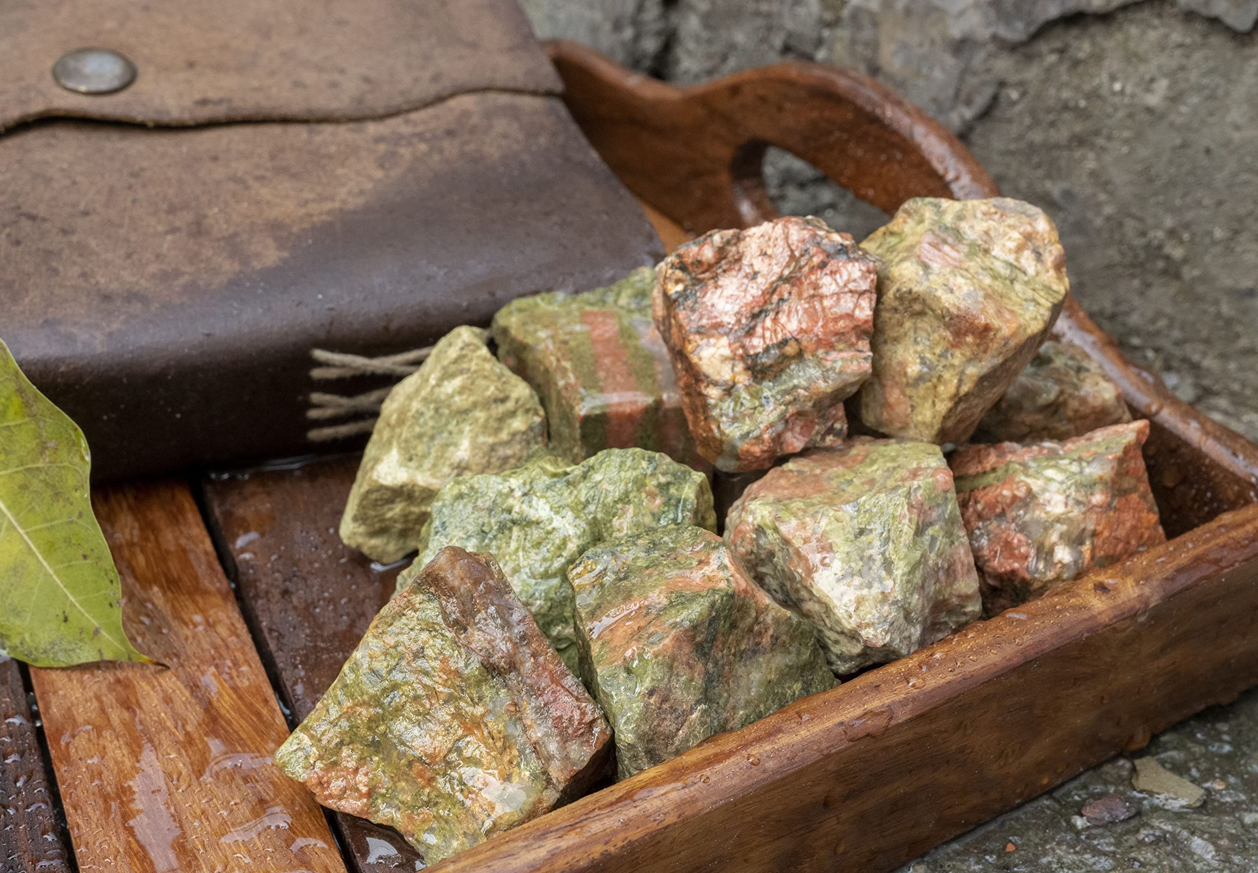 Crocon 1LB Unakite Rough Bulk Natural Stone Raw Gemstone Tumbling Cabbing Polishing Mining Chakra Balancing Reiki Healing Good L