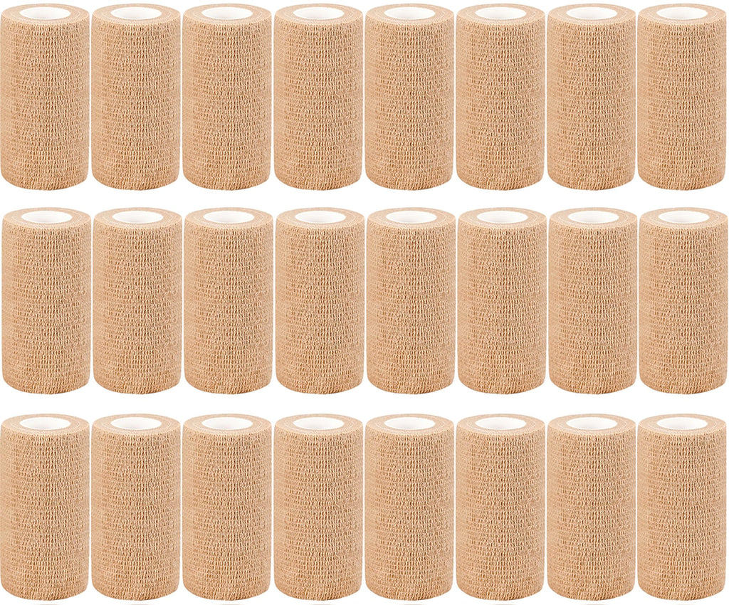 AZEN 24 Pack Self Adhesive Bandage Wrap, 4 X 5 Yards Elastic Cohesive Bandage Wrap, Skin Color Athletic Tape, Ankle Tape, Tattoo