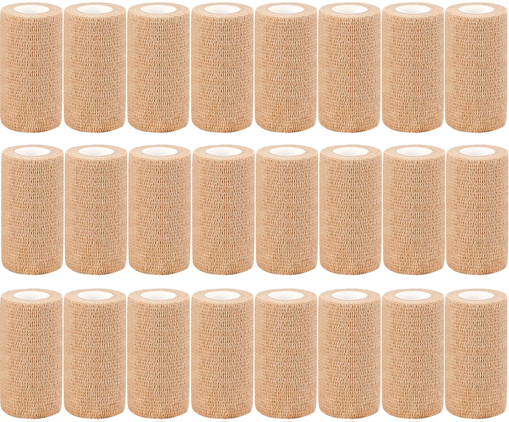 AZEN 24 Pack Self Adhesive Bandage Wrap, 4 X 5 Yards Elastic Cohesive Bandage Wrap, Skin Color Athletic Tape, Ankle Tape, Tattoo