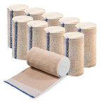 Elastic Bandage Wrap with Self-Closure [Pack of 10] 4 Inch Comfort Athletic Compression Roll, 5 Yards Stretched for Customized C