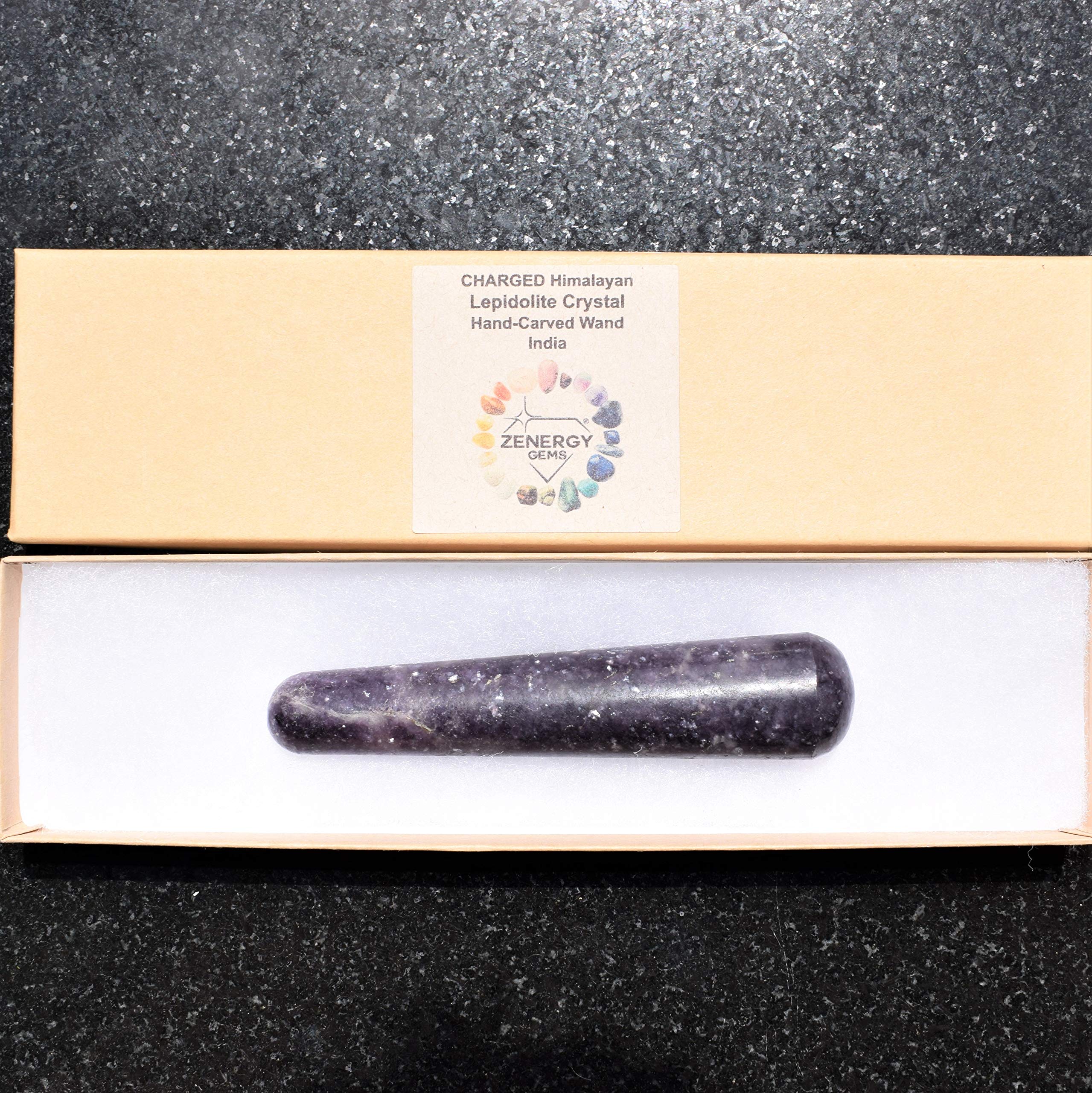 Charged Natural 4.5 Himalayan Dark Lavender (Lilac) Lepidolite Crystal Crystal Massage Wand Reiki Healing Energy