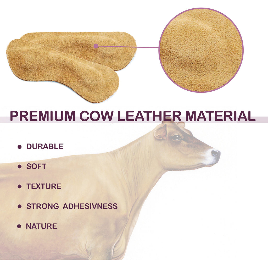 Leather Heel Grips Liner Cushions Inserts for Loose Shoes, Improved Shoe Fit and Comfort, Khaki,0.28inch Thick 6 Pairs