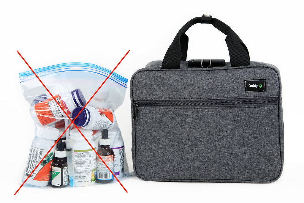 Kaddy Large Medicine Bag, Secure, Padded, Pill Organizer Box, Case for Bottles of Medicine or Supplements; Storage; Toiletry; 3