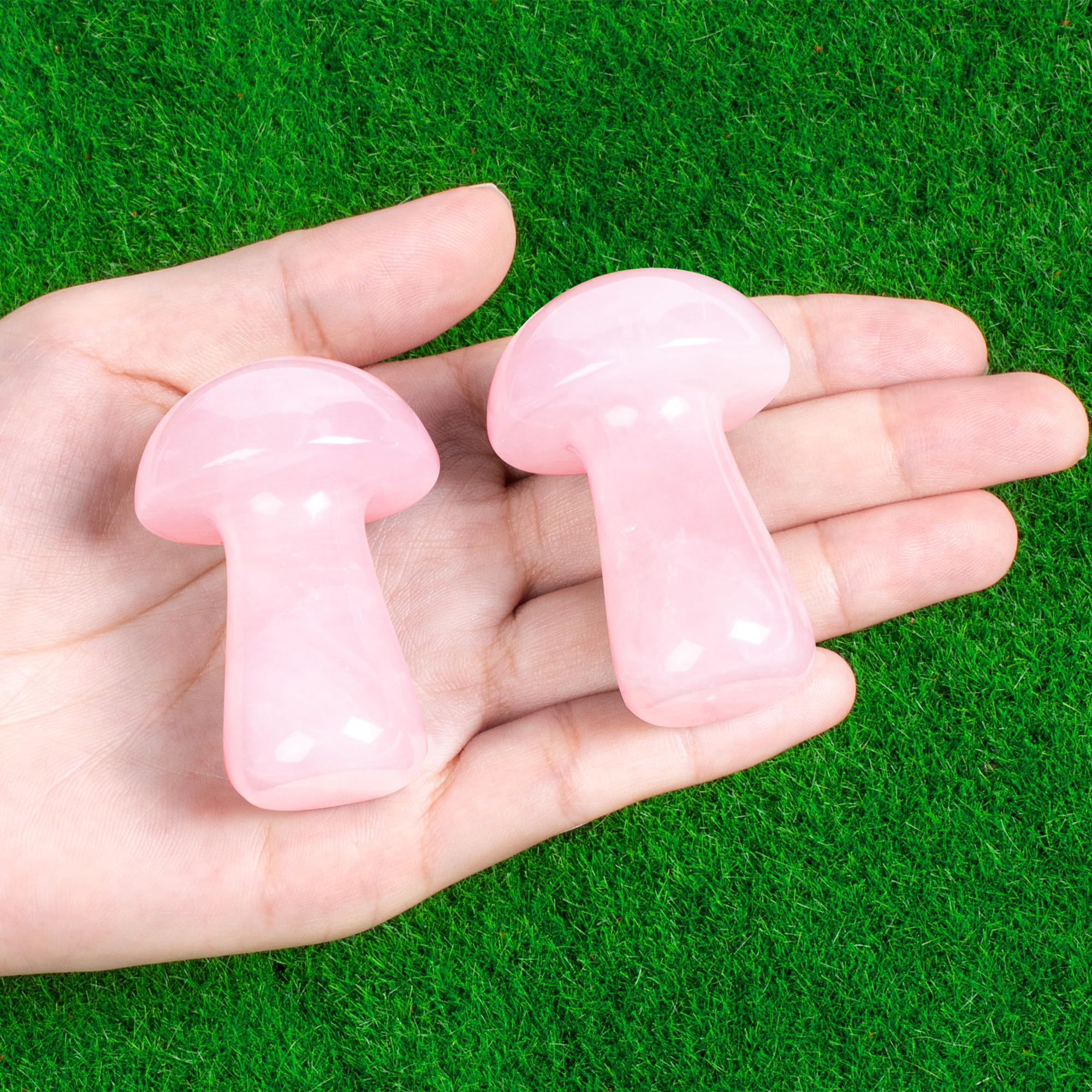 ZHIYUXI Rose Quartz Crystal Mushroom Sculpture Rose Quartz Stone Mini Mushroom Ornaments Gemstones Protection Crystals Mushroom