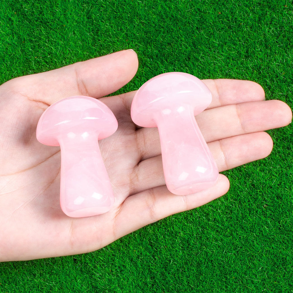 ZHIYUXI Rose Quartz Crystal Mushroom Sculpture Rose Quartz Stone Mini Mushroom Ornaments Gemstones Protection Crystals Mushroom