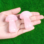 ZHIYUXI Rose Quartz Crystal Mushroom Sculpture Rose Quartz Stone Mini Mushroom Ornaments Gemstones Protection Crystals Mushroom