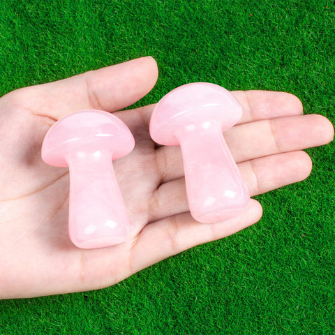 ZHIYUXI Rose Quartz Crystal Mushroom Sculpture Rose Quartz Stone Mini Mushroom Ornaments Gemstones Protection Crystals Mushroom 