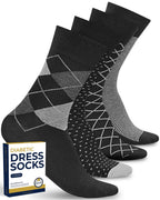 Pembrook Diabetic Dress Socks for Men - 4 Pairs Odor Free Stylish Diabetic Socks for Men Work | Mens Diabetic Socks Casual