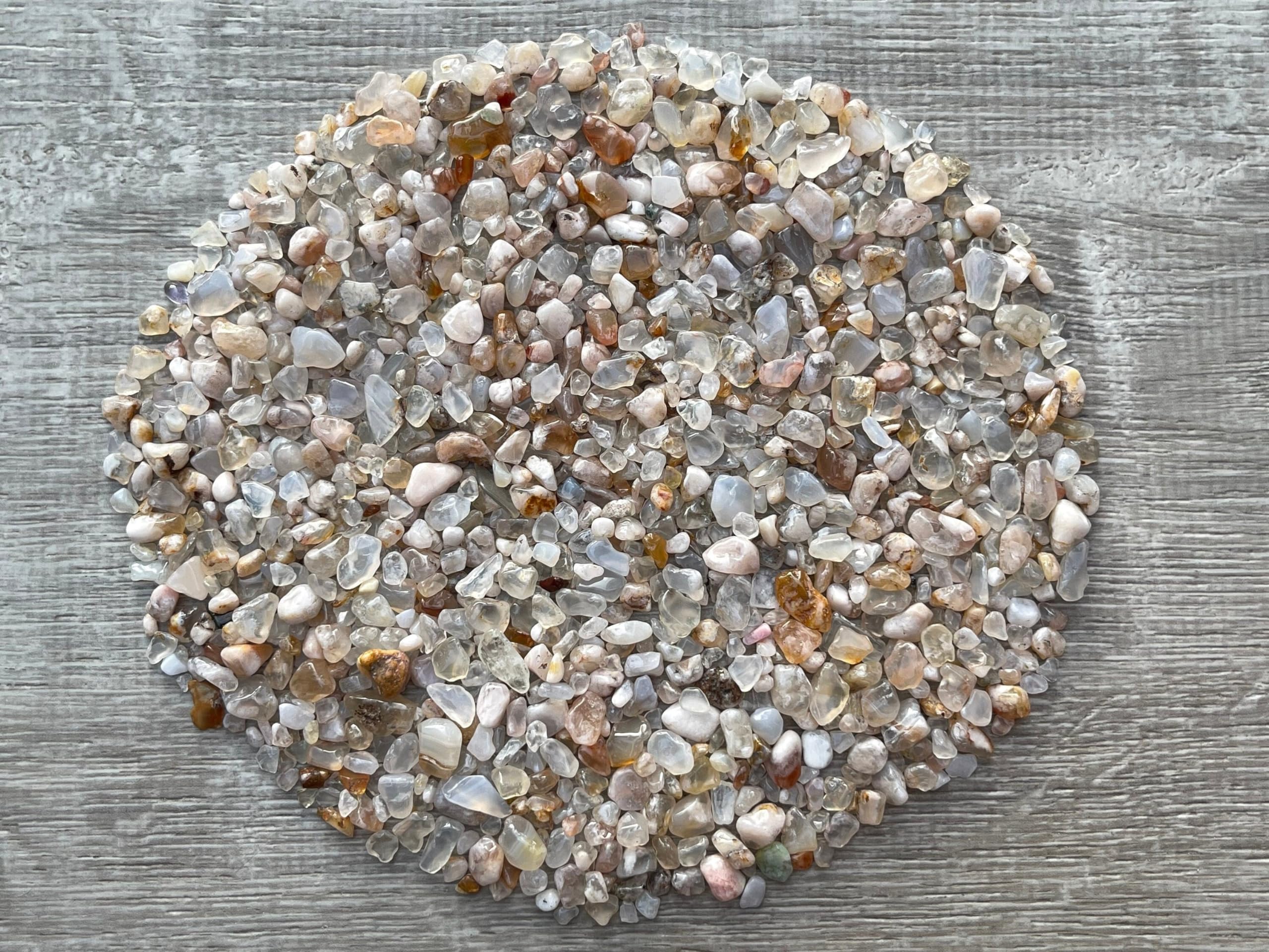 GAF TREASURES 2 oz Lot Natural Cherry Blossom Semi Tumbled Gemstone Chips, Crushed Mini Crystals, Undrilled Crystal Chips (Cherr