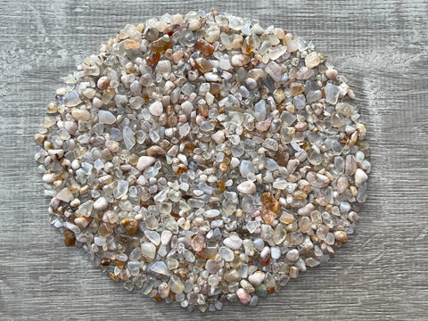 GAF TREASURES 2 oz Lot Natural Cherry Blossom Semi Tumbled Gemstone Chips, Crushed Mini Crystals, Undrilled Crystal Chips (Cherr