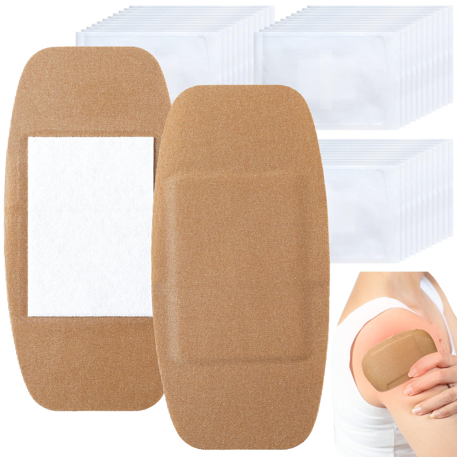 Geiserailie 40 Pcs Extra Large Flexible Adhesive Bandages 6x3 Fabric Bandages with Non-Stick Pad Latex Free Painless Removal for