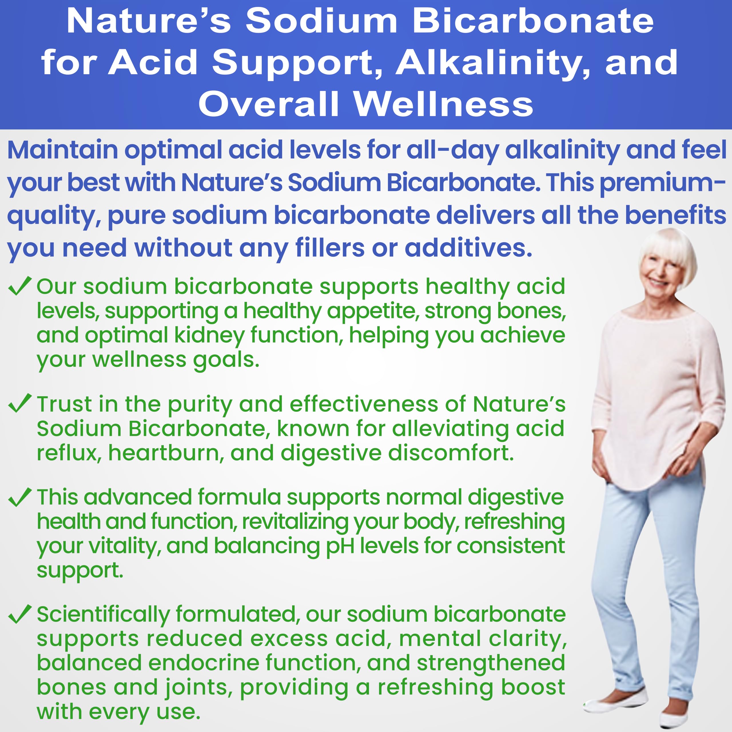 Natures Sodium Bicarbonate Organic Use Aluminum Free Baking Soda. No Chemical Pure Baking Soda Powder for Health & Wellness. Sod