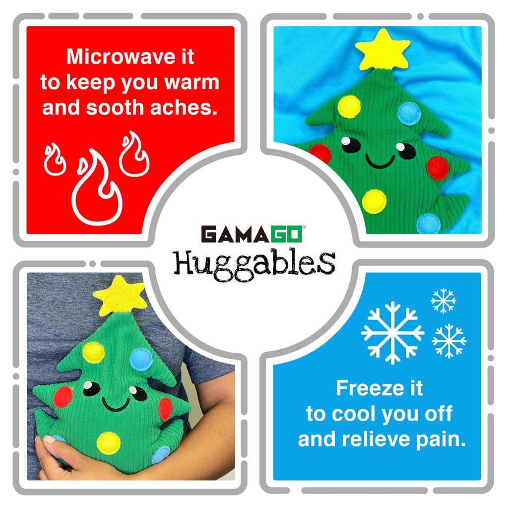 GAMAGO Xmas Tree Heating Pad & Pillow Huggable - Microwavable Heat Pad for Cramps, Aches & Anxiety Relief - This Adorably Cute H
