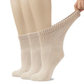 Hugh Ugoli Women's Cotton Diabetic Ankle Socks, Wide, Loose & Stretchy, Seamless Toe & Non Binding Top, Semi Cushion, 3 Pairs, L