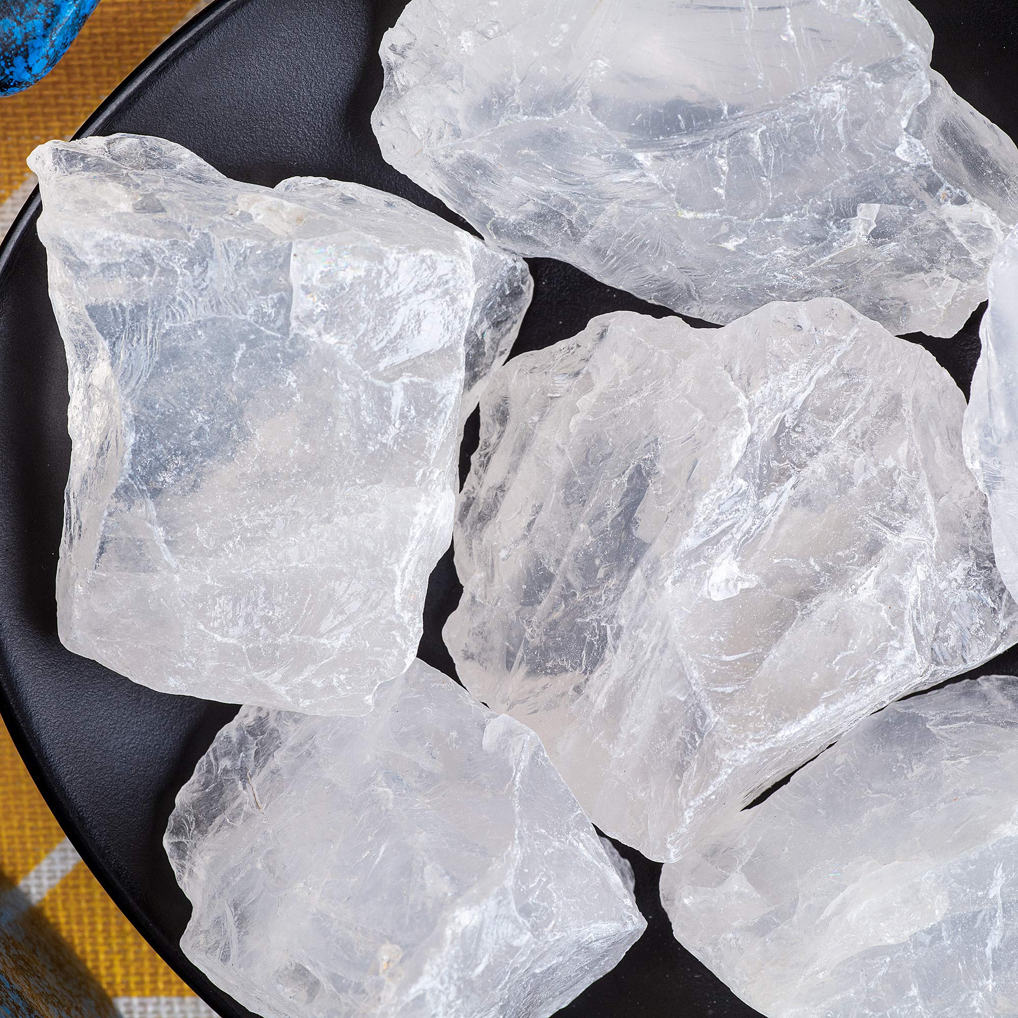 UU UNIHOM 1 lb Bulk Rough Clear Quartz Crystal for Tumbling, Cabbing, Polishing, Decoration, Wrapping,Large 1 Natural Raw Stones