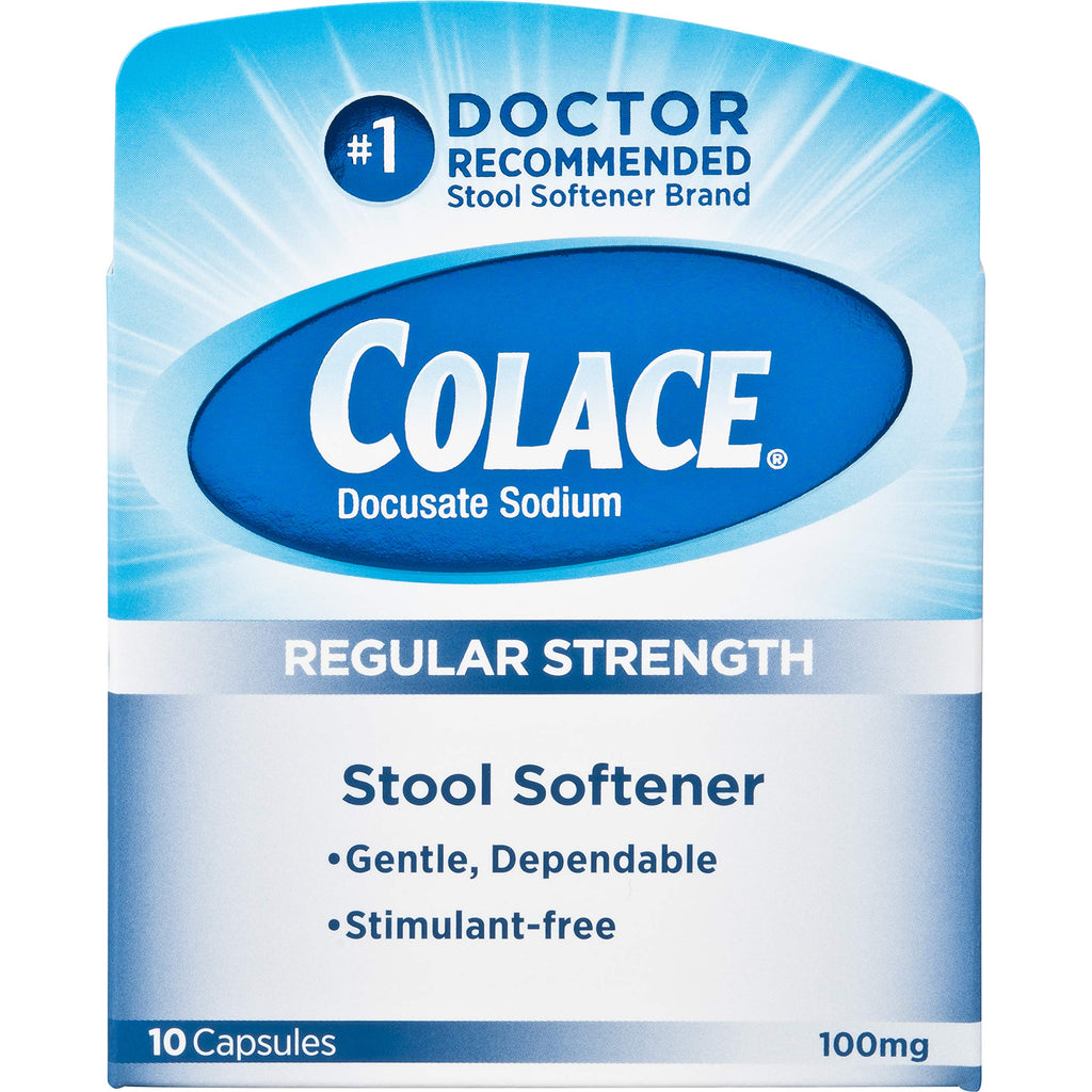 Colace Docusate Sodium Stool Softner, 100 mg Capsules, 10 Count