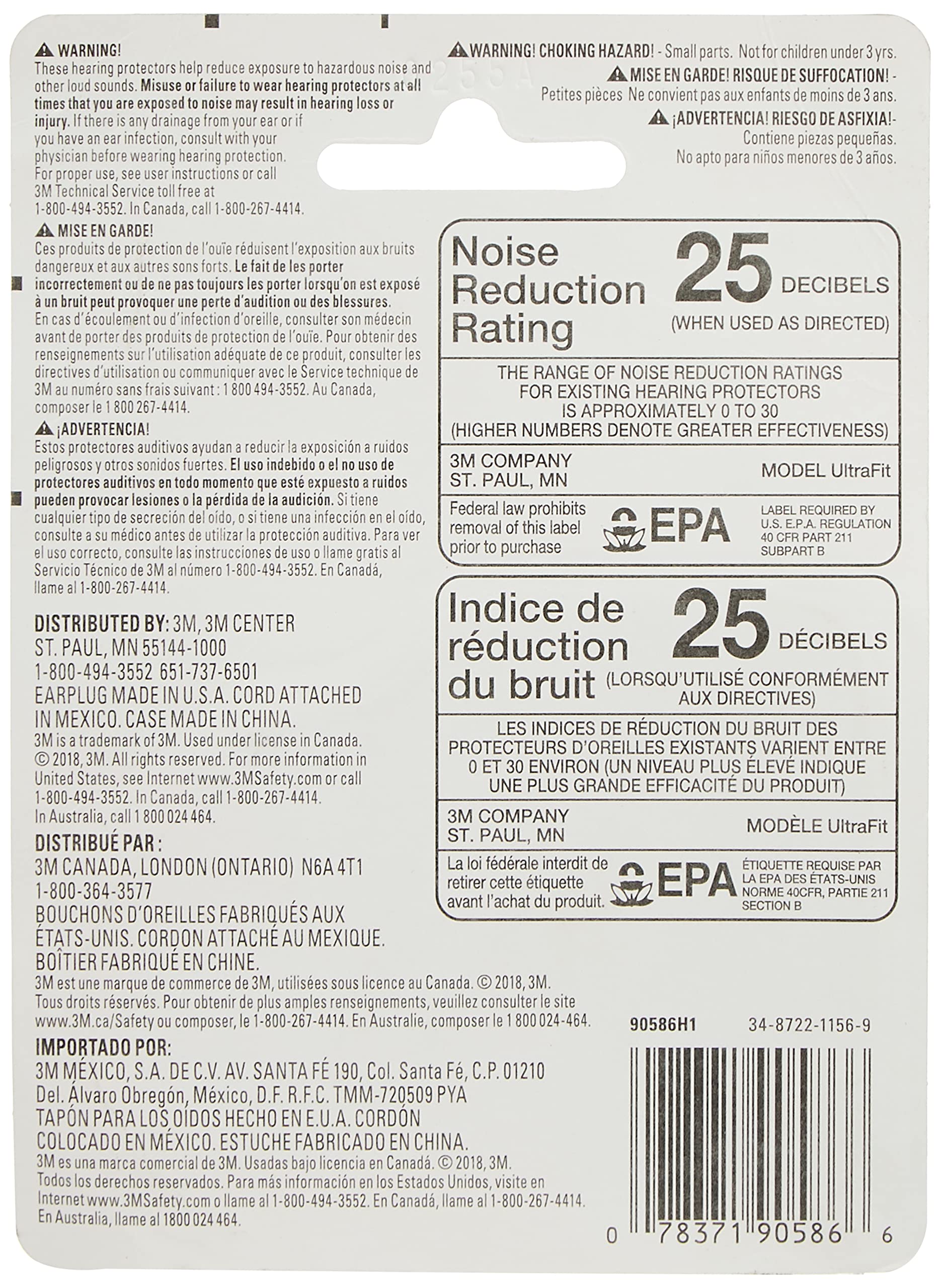 3M Safety Corded Reusable Earplugs, 90586-00000T
