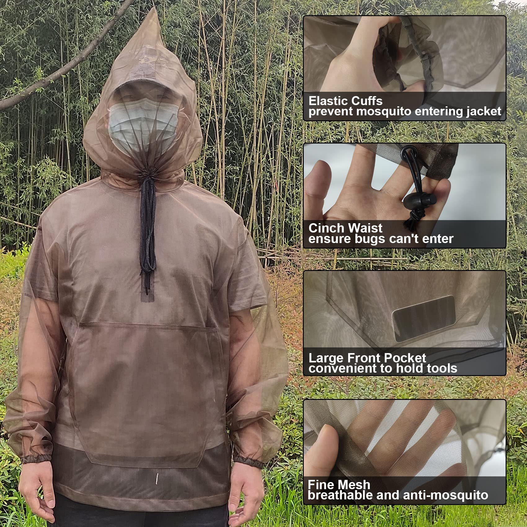 Aventik No-See-Um Mesh Mosquito Jacket for Outdoor, Multiple Sizes to Fit Everyone Stay Safe and Cool UV Resistant 3D Structure
