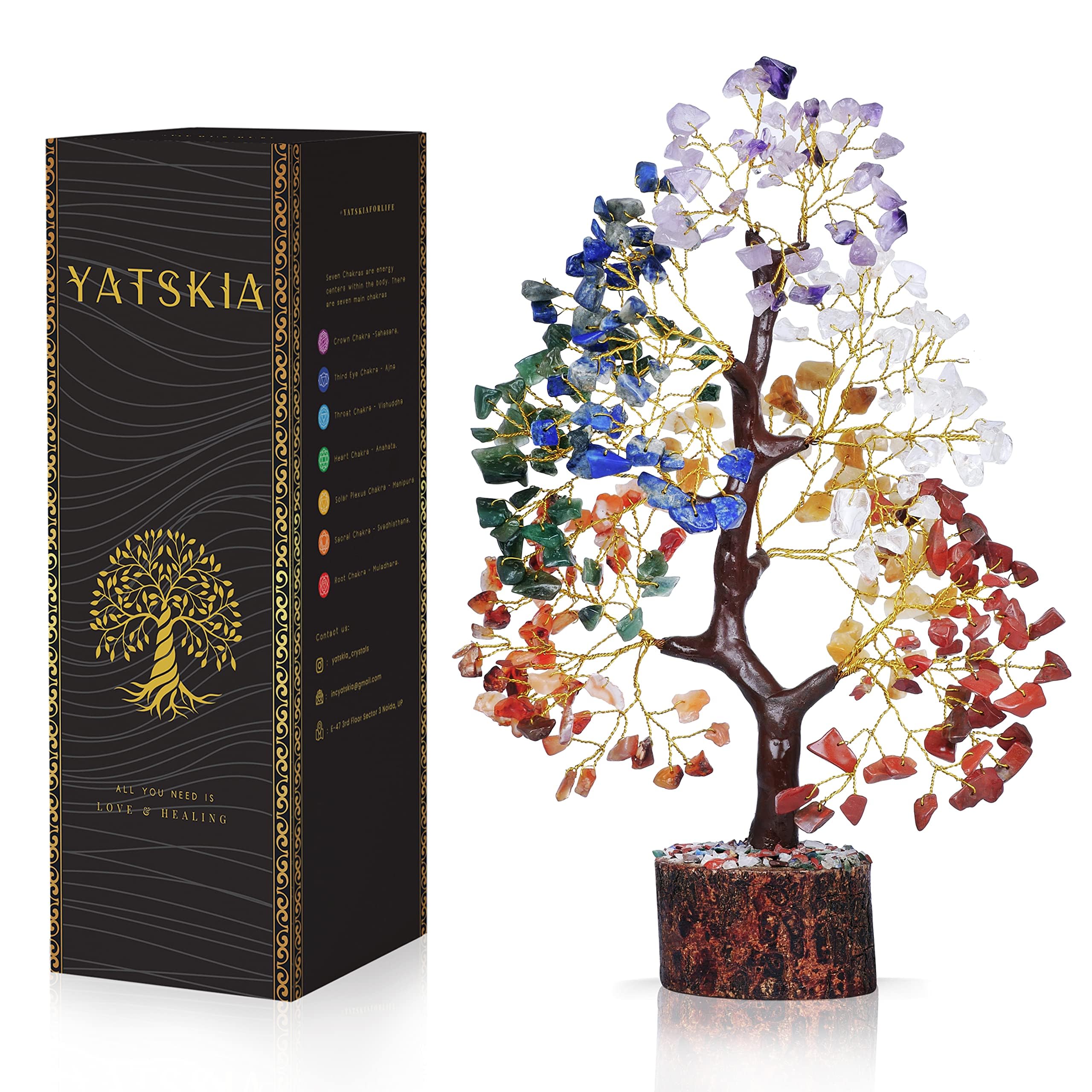 YATSKIA 7 Chakra Tree of Life, Crystals and Healing Stones, Birthday Gifts for Women - Crystal Tree for Positive Energy, Home Of