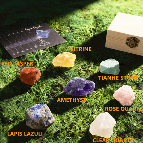 Healing Crystals for Beginners - 7 Chakra Stones and Crystals Healing Collection -Including Amethyst, Rose Quartz, Lapis Lazuli,
