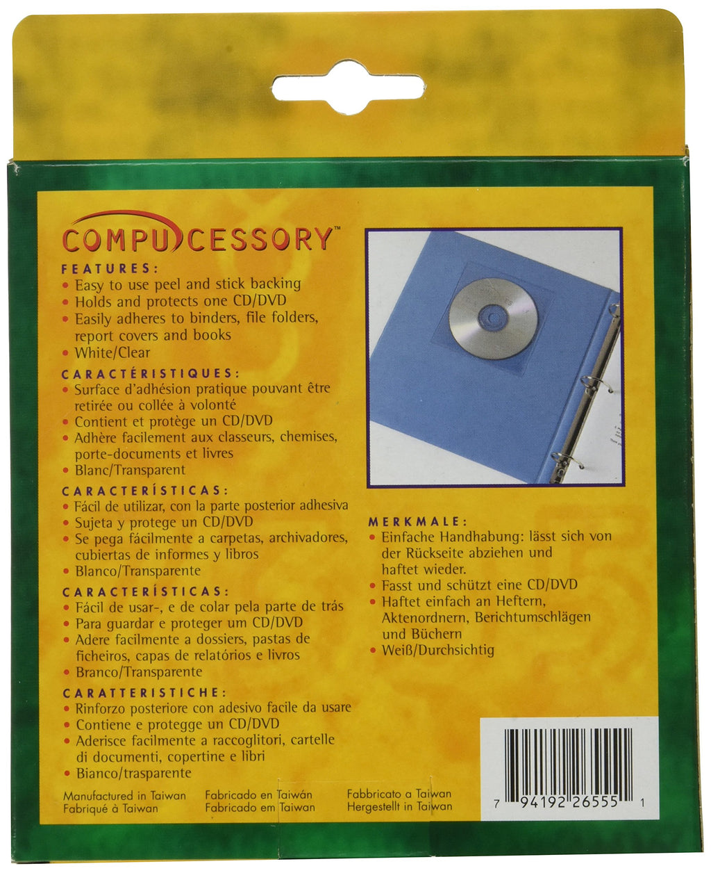 Compucessory 26555 Self-Adhesive CD Holders Polypropylene 50/PK White