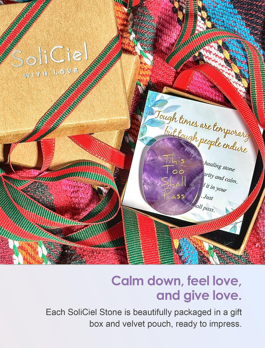 SOLICIEL This Too Shall Pass Amethyst Healing Crystal, You Got This Inspirational Gifts Speical Thinking of You Keepsake Gifts f