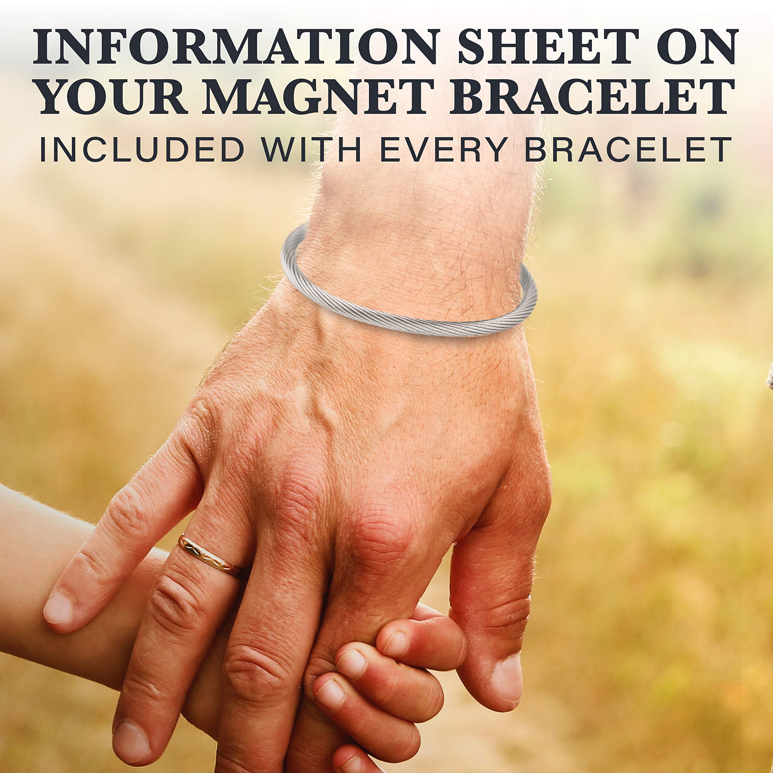 MAGNETJEWELRYSTORE 2-Tone Stainless Steel Magnetic Bracelet High Power Magnets, For Men and Women, Adjustable Bangle