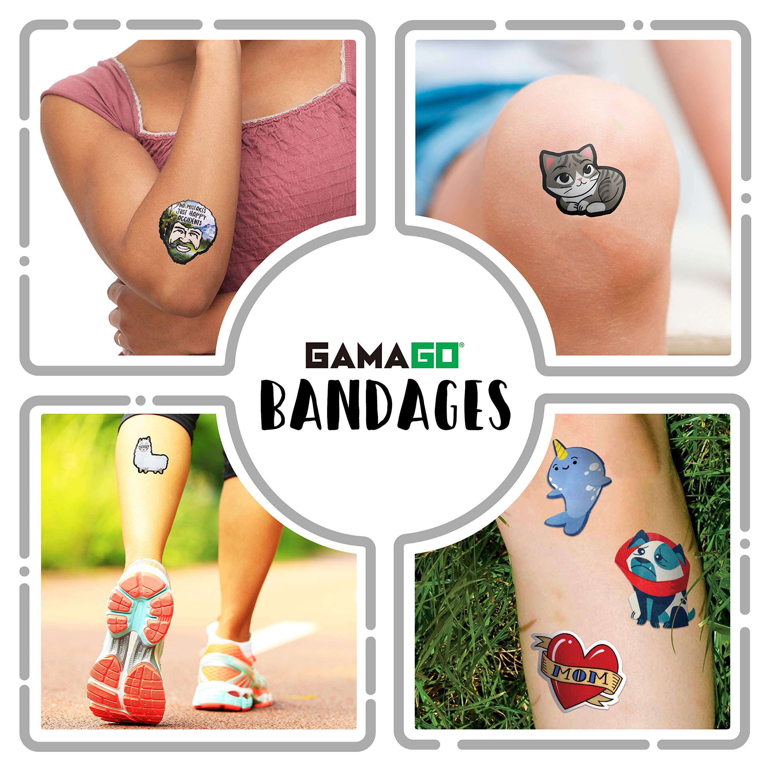 GAMAGO Kitten Bandages for Kids & Kidults - Set of 18 Individually Wrapped Self Adhesive Bandages - Sterile, Latex-Free & Easily