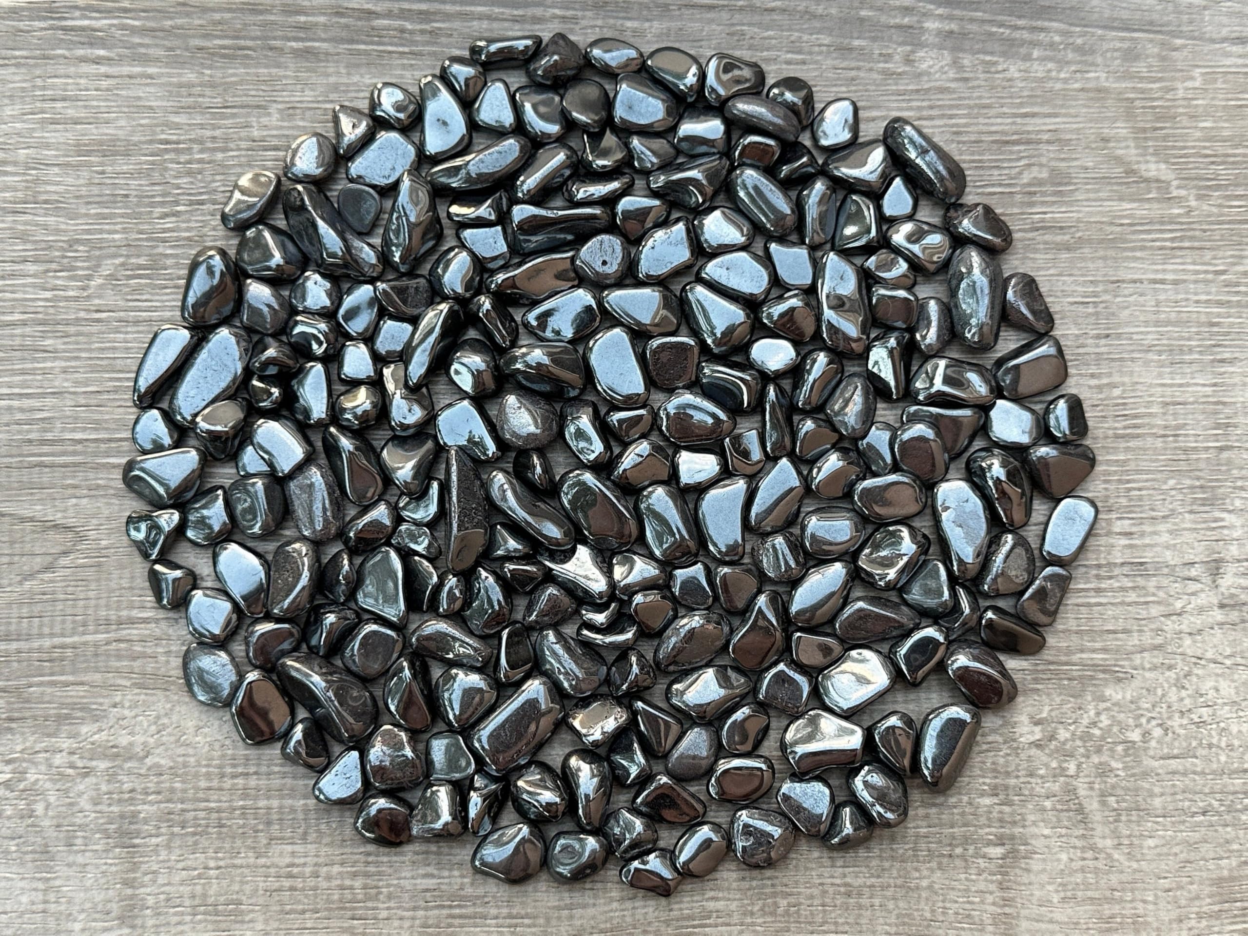 GAF TREASURES 0.5 Pound Natural Semi Tumbled Hematite Gemstone Large Chips, Hematite Crushed Crystal Chip, Undrilled Crystal Chi