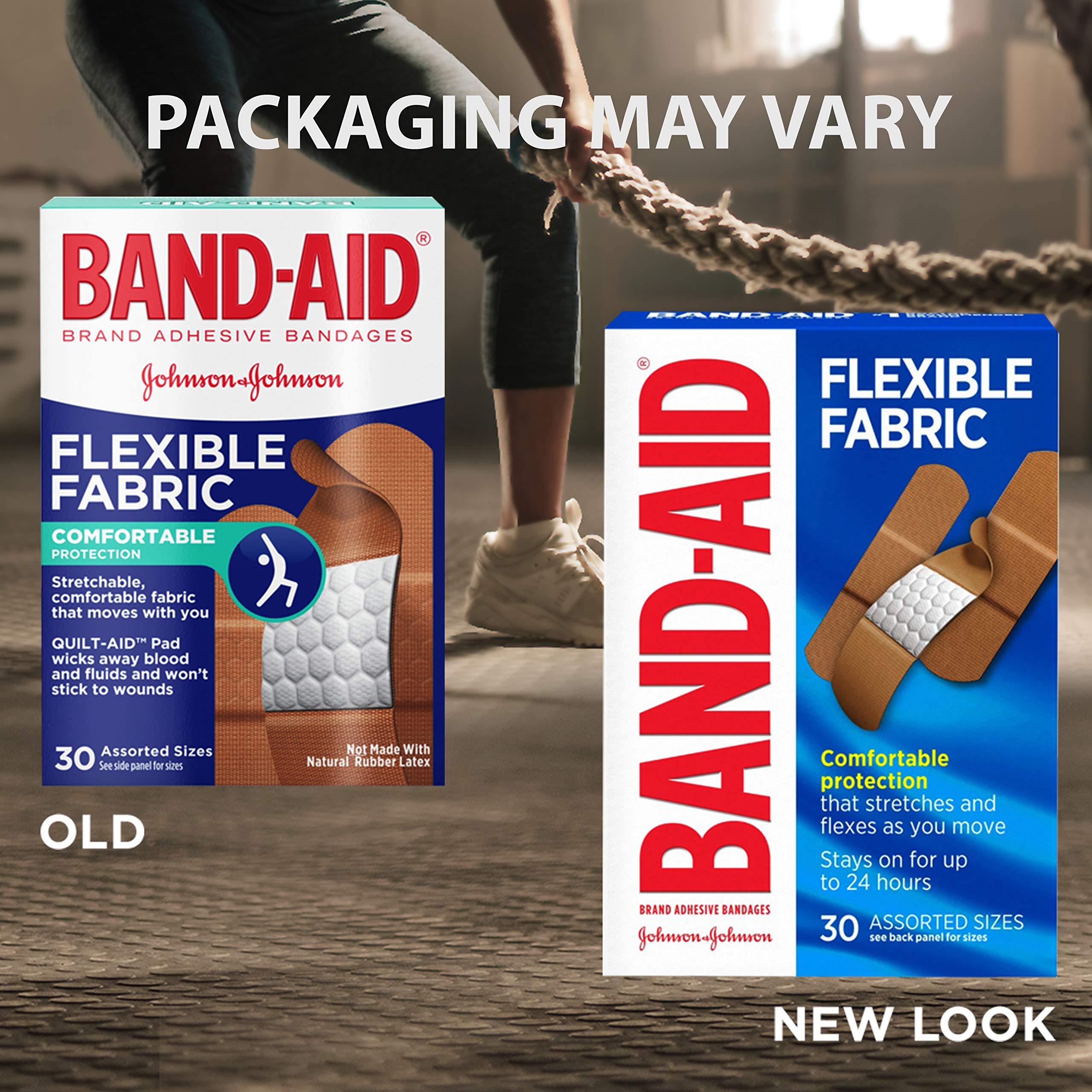 Band-Aid Brand Flexible Fabric Adhesive Bandages, Comfortable Sterile Protection & Wound Care for Minor Cuts & Burns, Quilt-Aid