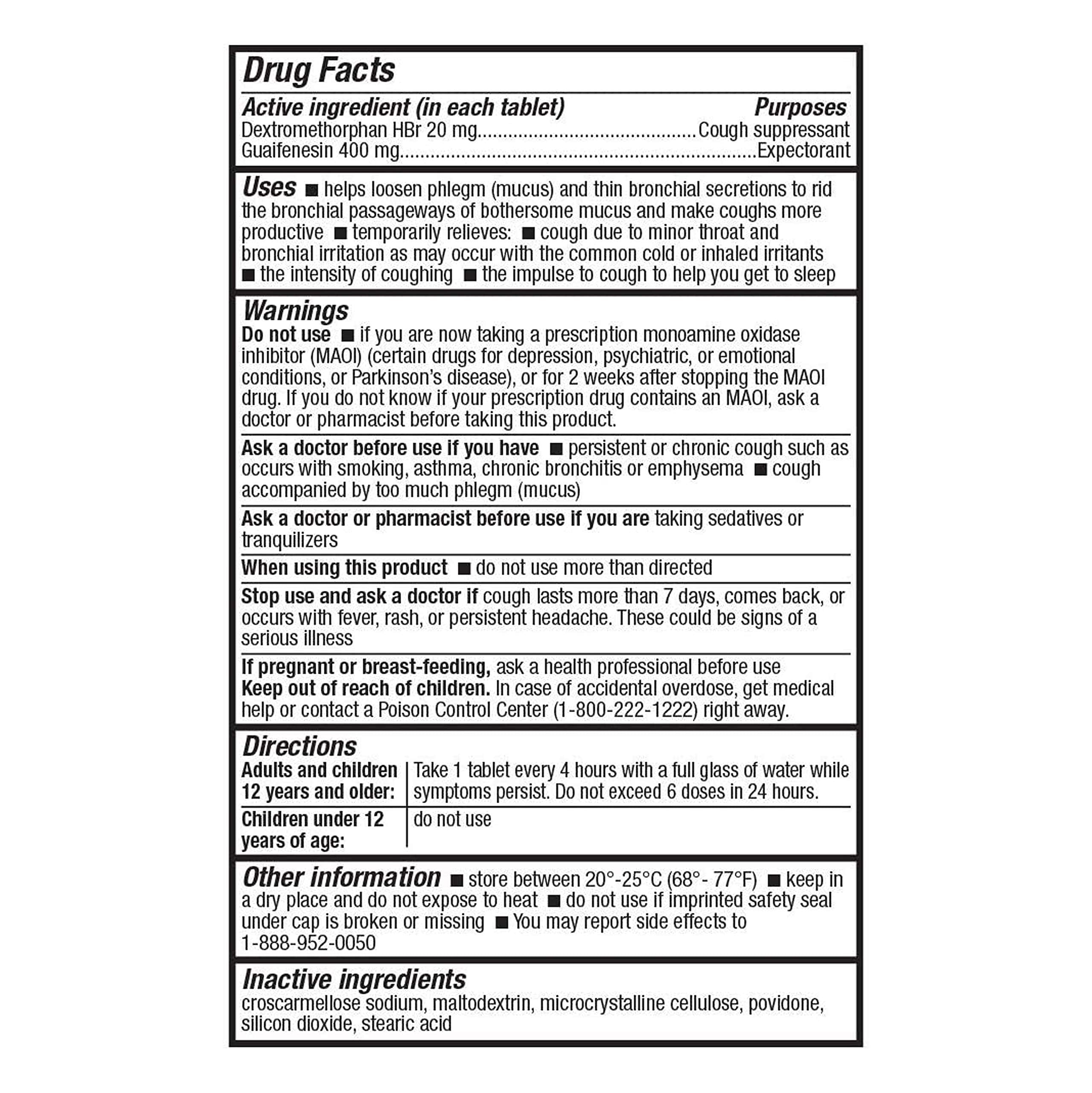 HealthA2Z Mucus Relief DM | Dextromethorphan HBr 20mg | Guaifenesin 400mg | Cough, Immediate Release, Uncoated (200 Count (Pak o