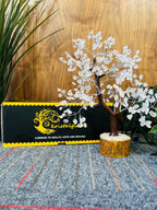 KRISTALGLOBE Clear Quartz Crystal Tree of Life with 300 Beads - Handmade Gemstone Bonsai Tree for Clarity & Energy Amplification