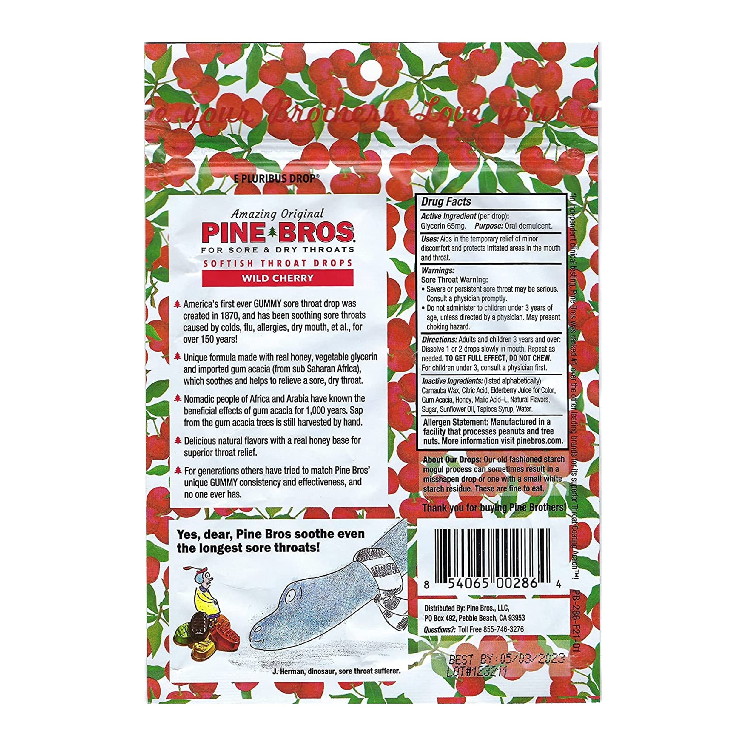 Pine Bros. Bundle-Two Flavors Softish Throat Drops, Natural Honey 30 Ct / Wild Cherry 30 Ct